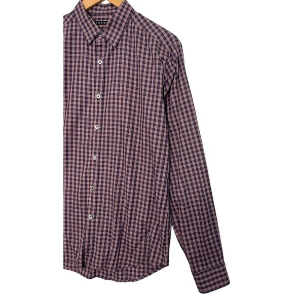 Theory Shirt Mens Medium Purple Plaid Button Up Zack Preppy Classic Casual - Picture 4 of 13